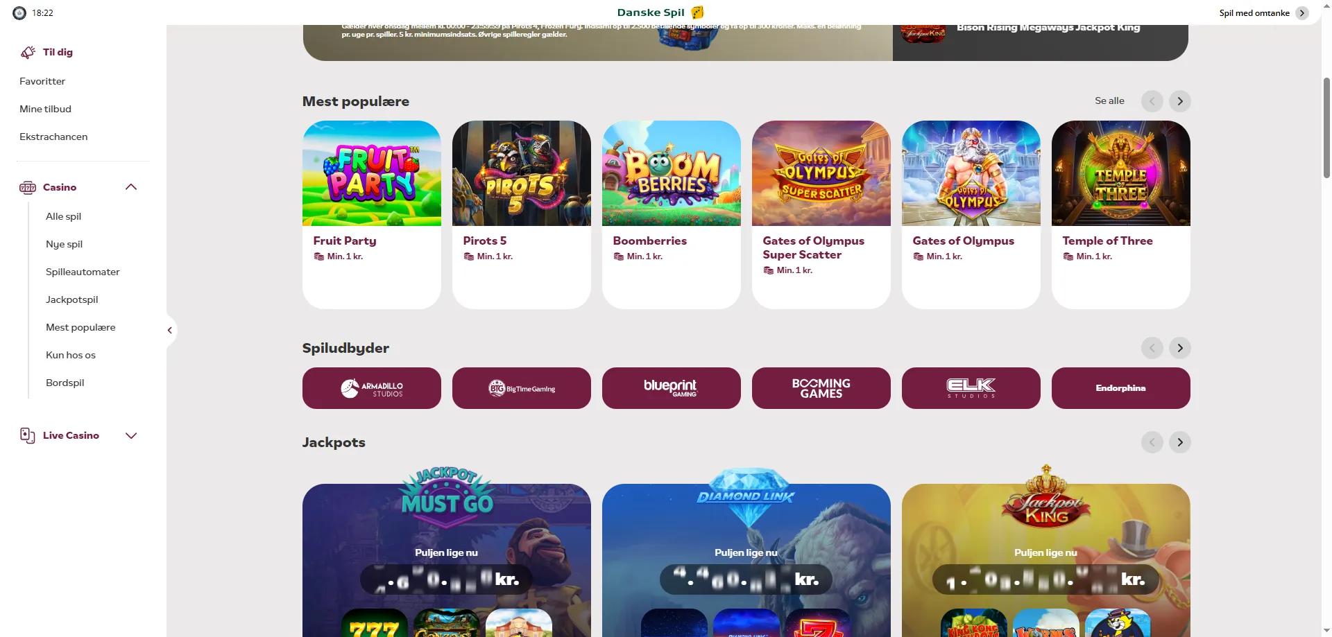 Eksklusive danske spilleautomater hos DanskeSpil Casino online