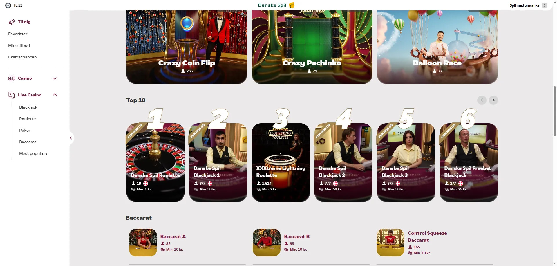 DanskeSpil Casino live dealer spil — Roulette, Blackjack og Baccarat